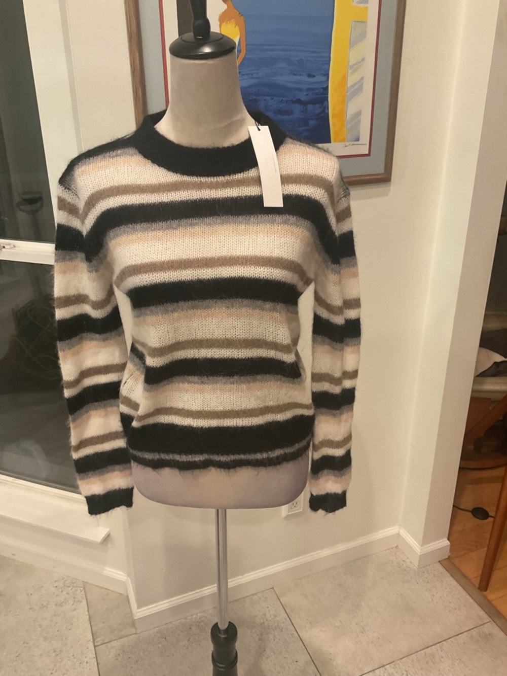 One Grey Day Alpaca/Merino Wool Striped Sweater - Picture 2 of 10